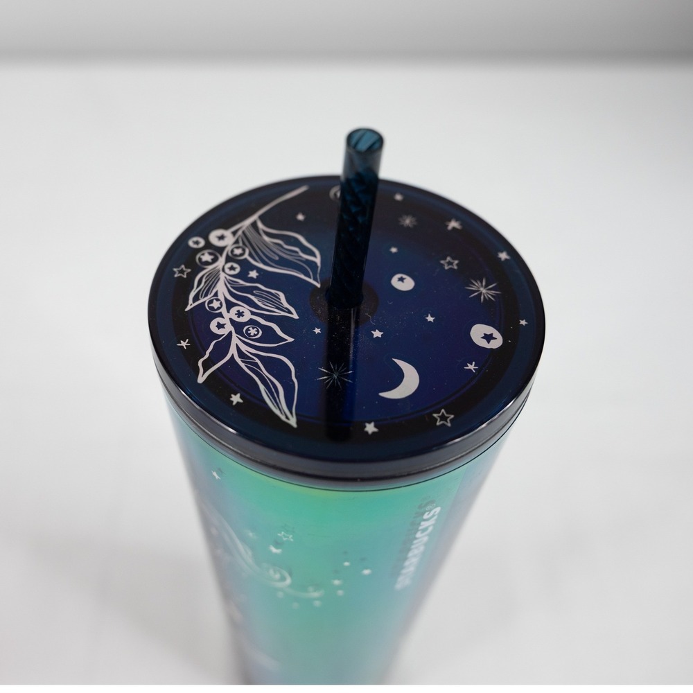Starbucks Tumbler 24oz Black Green New Iridescent Mermaid Celestial Siren Cup - Picture 4 of 5
